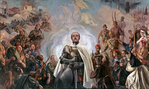 REQUE MERUVIA ARTURO 1906/1969
ALEGORIA DE FRANCO Y LA CRUZADA - 1948/9 - PINTURA MURAL - (DETALLE CENTRAL)
MADRID, ARCHIVO HISTORICO MILITAR
MADRID