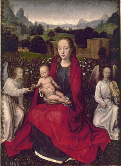 Memling, La Vierge à l'enfant et deux anges