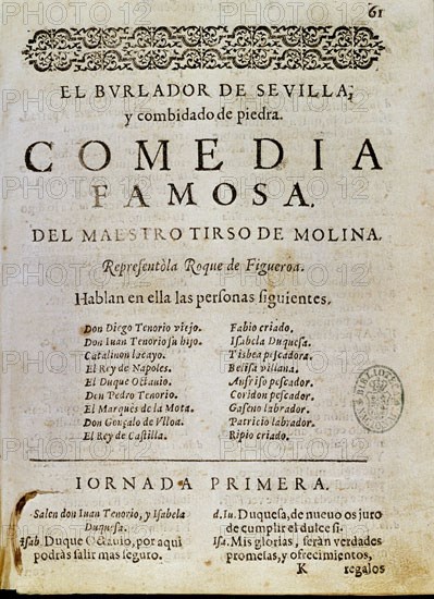 Tirso de Molina, Le Burlador de Sevilla