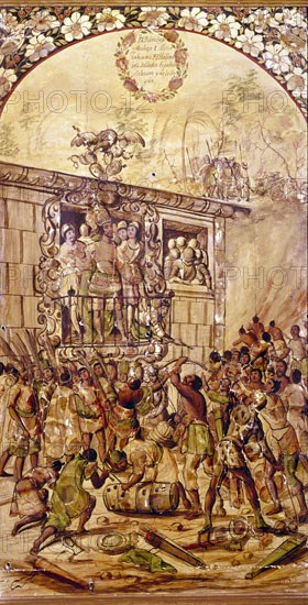 Gonzalez M. and J., Moctezuma Being Shown and Accused by the Crowd - Soldiers Finding a Treasure