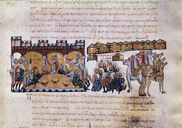 SKYLLITZES
CONJURACION DE LOS ARABES CONTRA EDESSA
MADRID, BIBLIOTECA NACIONAL
MADRID

This image is not downloadable. Contact us for the high res.