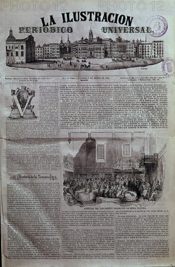 PERIODICO UNIVERSAL"LA ILUSTRACION"1849-APERTURA DEL PARLAMENTO INGLES POR LA REINA VICTORIA
MADRID, HEMEROTECA MUNICIPAL
MADRID
