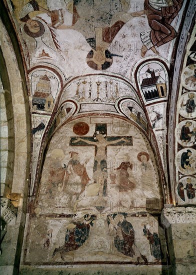 PANTEON REAL--CRUCIFIXION Y MONARCAS ORANTES- PINTURAS MURALES DE LA NAVE SEPTENTRIONAL
LEON, COLEGIATA DE SAN ISIDORO
LEON