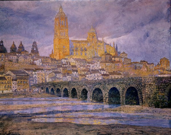 Lezcano, Salamanca - the city and the cathedral seen from the river