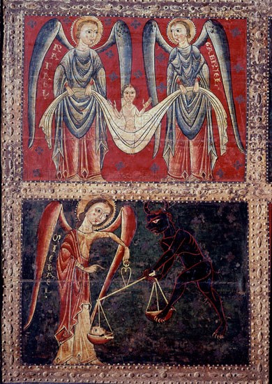 MAESTRO DE LLUÇA
FRONTAL DE ENGUILLOR-S XIII-DET TABLAS IZQ:ARCANGELES S GABRIEL Y RAFAEL-ABAJO S MIGUEL
BARCELONA, MUSEO DE ARTE CATALUÑA
BARCELONA