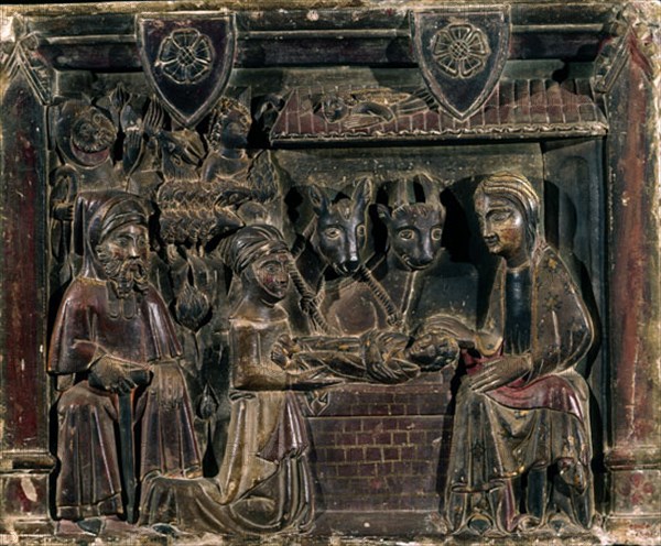 Retable made with stone from Ager, Nativity