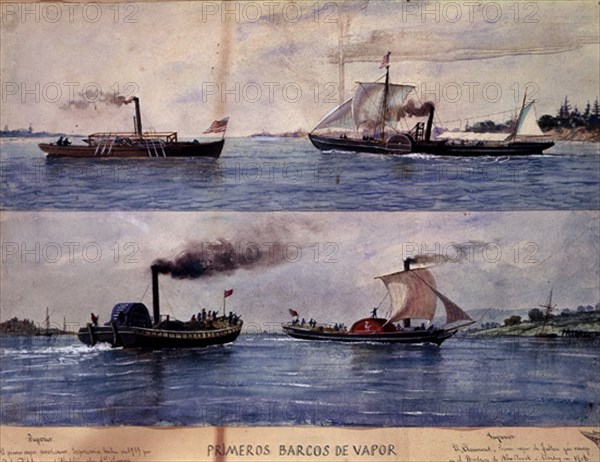 PRIMEROS BARCOS DE VAPOR AMERICANOS 1789-1808
MADRID, MUSEO NAVAL
MADRID