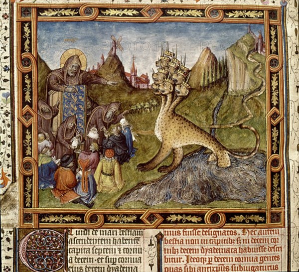 COLOMBE JUAN
APOCALIPSIS FIGURADO-CASA SABOYA-MONJES DAN LIMOSNA-DRAGON 7 CABEZAS - S XVI
SAN LORENZO DEL ESCORIAL, MONASTERIO-BIBLIOTECA
MADRID