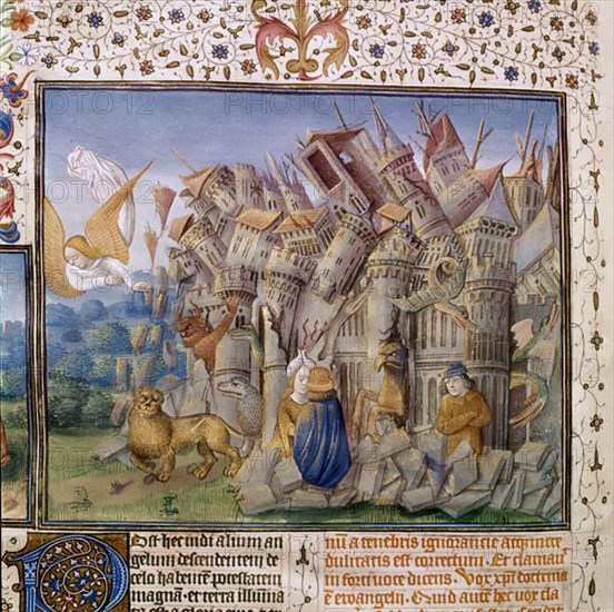 COLOMBE JUAN
APOCALIPSIS FIGURADO-BORD 1557-DESTRUCCION DE CIUDAD POR MONSTRUOS
SAN LORENZO DEL ESCORIAL, MONASTERIO-BIBLIOTECA
MADRID