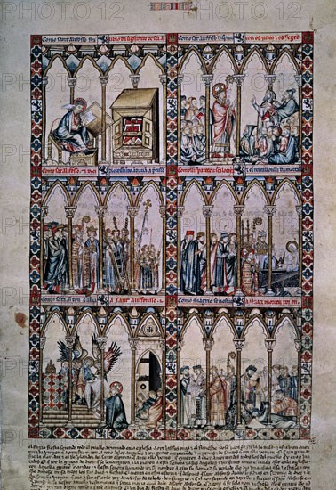 ALFONSO X EL SABIO 1221/84
MTI1-CANTIGA STA MARIA Nº2-F7R-MILAGRO DE SAN ILDELFONSO-VIRGEN IMPONE LA CASULLA-S XIII
SAN LORENZO DEL ESCORIAL, MONASTERIO-BIBLIOTECA
MADRID