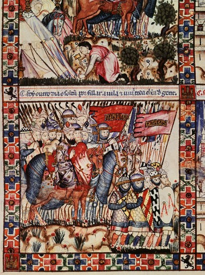 ALFONSO X EL SABIO 1221/84
MTI1-CANTIGA STA MARIA Nº165-F221V-SULTAN ARABE CON EJERCITO PRETENDE ATACAR TORTOSA DE ULTRAMAR
SAN LORENZO DEL ESCORIAL, MONASTERIO-BIBLIOTECA
MADRID