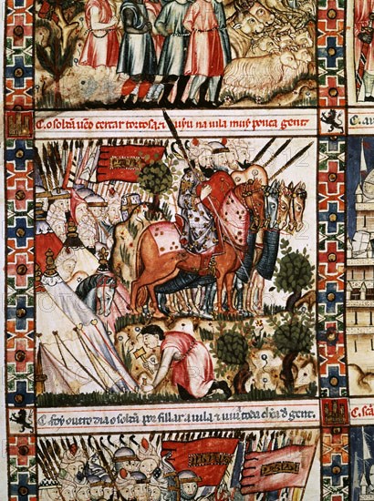 ALFONSO X EL SABIO 1221/84
MTI1-CANTIGA STA MARIA Nº 165- F221V-C-EL SULTAN VA A SITIAR TORTOSA Y HABIA POCA GENTE-S XIII
SAN LORENZO DEL ESCORIAL, MONASTERIO-BIBLIOTECA
MADRID