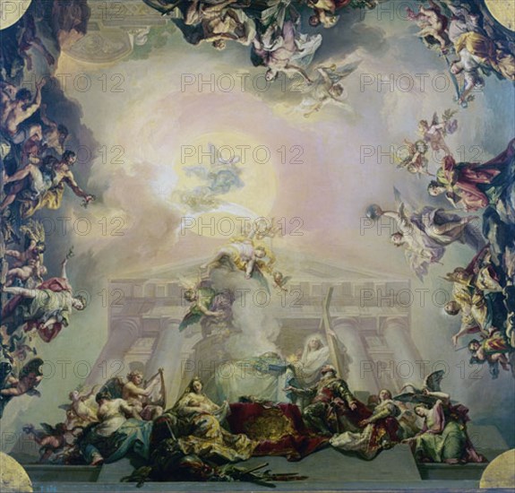 LOPEZ VICENTE 1772/1850
BOCETO-CARLOS III OFRECE ORDEN A INMACULADA CONCEP-BOVEDA SALON CARLOS III
MADRID, CASON RETIRO
MADRID