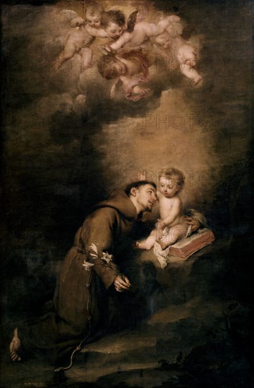MURILLO BARTOLOME 1618/1682
SAN ANTONIO DE PADUA CON EL NINO
SEVILLA, MUSEO BELLAS ARTES - CONVENTO MERCEDARIAS CALZADAD
SEVILLA