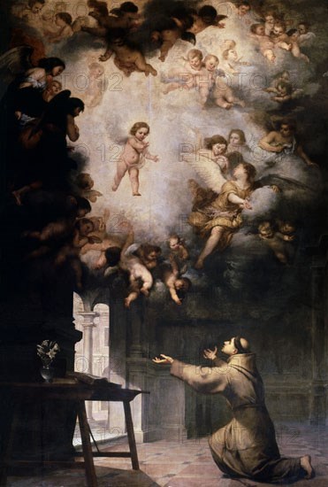 MURILLO BARTOLOME 1618/1682
SAN ANTONIO DE PADUA ANTE LA APARICION DEL NIÑO JESUS- S XVII
SEVILLA, CATEDRAL
SEVILLA
