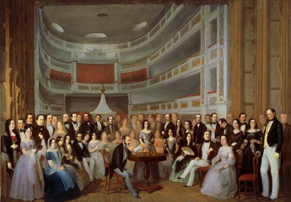 ESQUIVEL ANTONIO MARIA 1806/57
VENTURA DE LA VEGA LEYENDO UNA COMEDIA EN EL TEATRO ANTE LOS ACTORES DE SU EPOCA - 1845
MADRID, MUSEO ROMANTICO
MADRID