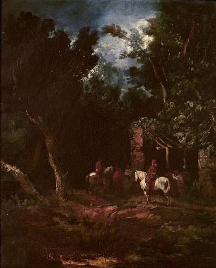 Velasquez / LUCAS VELAZQUEZ EUGENIO 1817/70
PAISAJE CON CONTRABANDISTAS - 1861 - ROMANTICISMO ESPAÑOL
Madrid, Lazaro Galdiano museum