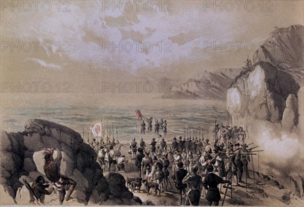 VASCO NUÑEZ DE BALBOA TOMA POSESION DE MAR DEL SUR-29-9-1513
MADRID, MUSEO NAVAL LAMINAS
MADRID
