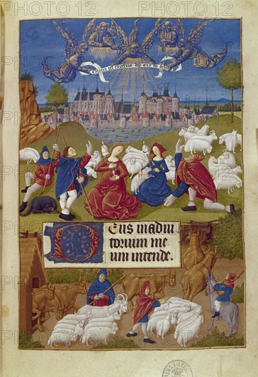 LIBRO DE HORAS-ANUNCIACION A LOS PASTORES- MINIATURA FLAMENCA- S XV
MADRID, BIBLIOTECA NACIONAL
MADRID