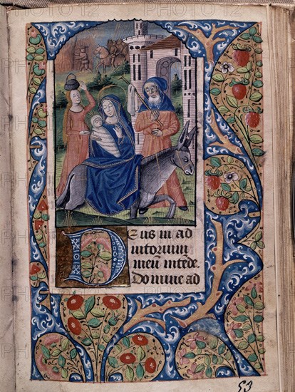 LIBRO DE HORAS-HUIDA A EGIPTO-S XV-RES 190-F53-MINIATURA ARTE FRANCES
MADRID, BIBLIOTECA NACIONAL
MADRID