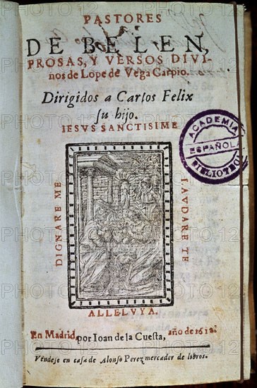 LOPE DE VEGA FELIX 1562/1635
PASTORES DE BELEN - PROSAS Y VERSOS - 1612
MADRID, ACADEMIA DE LA LENGUA
MADRID

This image is not downloadable. Contact us for the high res.