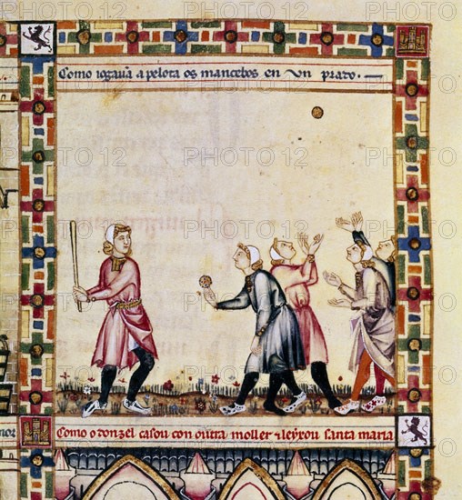 ALFONSO X EL SABIO 1221/84
MTI1-CANTIGA STA MARIA Nº42-F61V-B-MANCEBOS JUEGAN A LA PELOTA EN UN PRADO-MINIATURA S XIII
SAN LORENZO DEL ESCORIAL, MONASTERIO-BIBLIOTECA
MADRID
This image is not downloadable. Contact us for the high res.