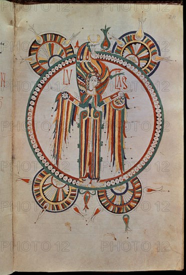 Diacono, Illustrated page of the Bible representing Saint Luke