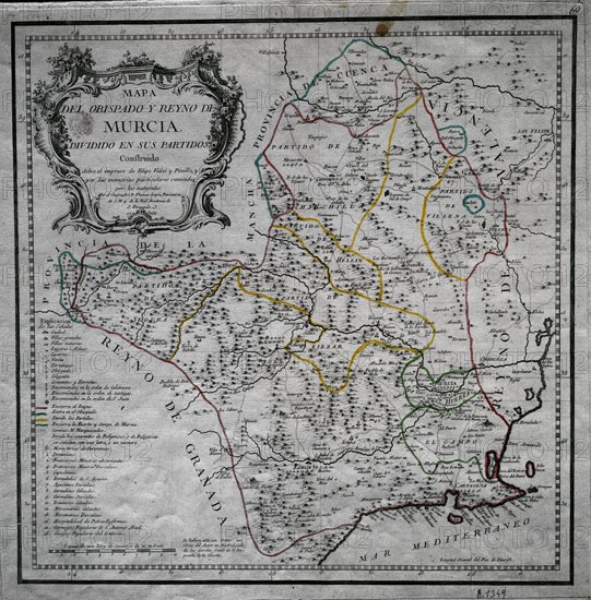 LOPEZ TOMAS 1730/1802
MAPA DEL OBISPADO Y REINO DE MURCIA-1768
MADRID, BIBLIOTECA NACIONAL MAPAS
MADRID
This image is not downloadable. Contact us for the high res.