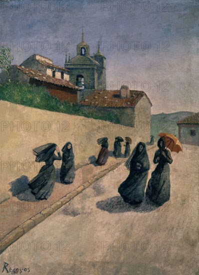 REGOYOS DARIO 1857/1913
MUJERES CON VELO QUE VAN A LA IGLESIA
MADRID, COLECCION PARTICULAR
MADRID