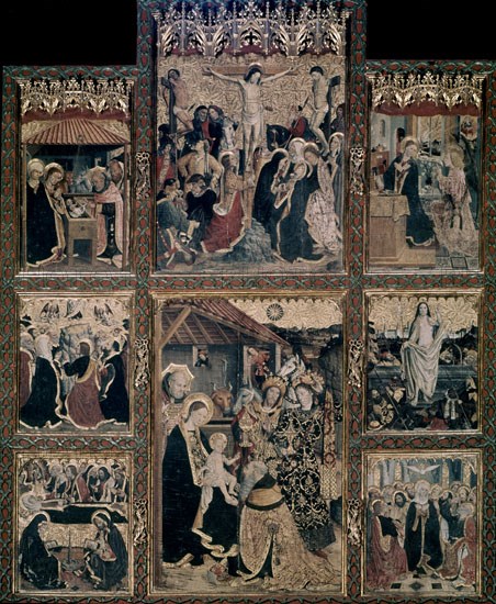 Huguet, Retable - Nativity - Crucifixion