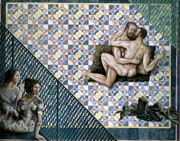 PEREZ VILLALTA GUILLERMO 1948-
DOS MUJERES CONTEMPLANDO A DOS HOMBRES-1995-180 x 127 cm- TECNICA MIXTA
MADRID, GALERIA SOLEDAD LORENZO
MADRID