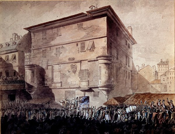 Gravure, Le peuple envahit l'abbaye de Saint Germain (1789)