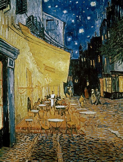 Van Gogh, Terrasse du café le soir, Place du forum, Arles