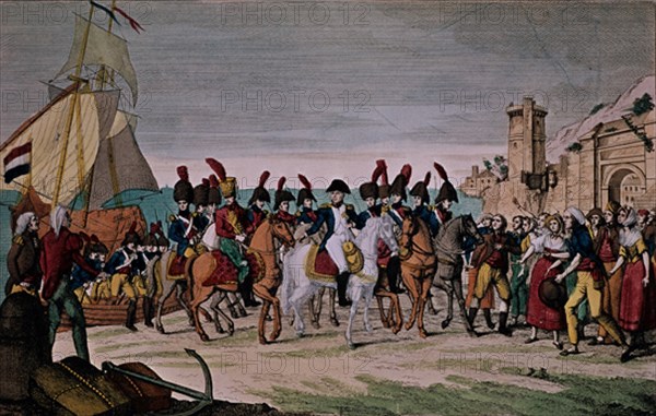 Arrivée de Napoléon au Golfe de Juan avec son armée, le 1er Mars 1815, après avoir embarqué le 26 Février