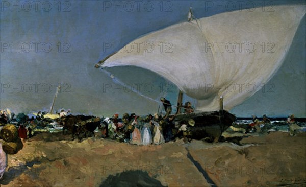 Sorolla, Déchargement du bateau (détail)