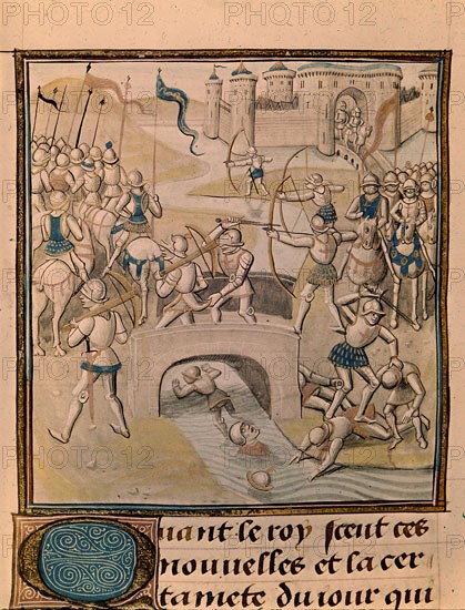 FROISSART JEAN DE 1333/1410
BATALLA DE CALAIS-SITIO TROPAS EDUARDO III "CHRONIQUES FROISSART"GUERRA 100 AÑOS-MS5187-F 154V
PARIS, BIBLIOTECA NACIONAL
FRANCIA
