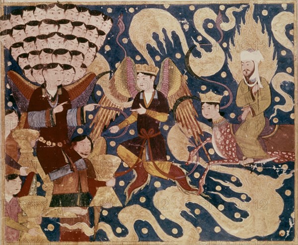 MINIATURA-MAHOMA SOBRE BORAK PRECEDIDO DEL ARCANGEL GABRIEL
PARIS, BIBLIOTECA NACIONAL
FRANCIA