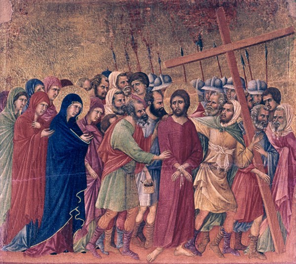 DUCCIO DI BUONINSEGN1255/1319
*CAMINO DEL CALVARIO- JESUS Y LAS SANTAS MUJERES
SIENA, CATEDRAL
ITALIA