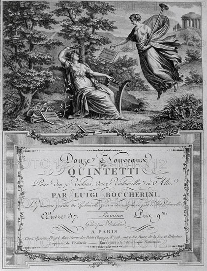 BOCCHERINI LUIGI
* QUINTETO OPUS 35 -PORTADA DE LA OBRA-
BOLONIA, LICEO MUSICAL
ITALIA
This image is not downloadable. Contact us for the high res.