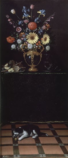 HAMEN JUAN VAN DER 1596/1631
BODEGON CON FLORES Y GATO-L.229x100 CM-NºPRADO 4158
MADRID, MUSEO DEL PRADO-PINTURA
MADRID
