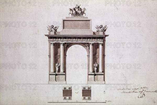 PEREZ SILVESTRE
DIBUJO-PROYECTO DEL ARCO DE TRIUNFO
Madrid, musée municipal