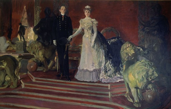 Sorolla, Marie-Christine d'Autriche et le futur Roi Alphonse XIII d'Espagne