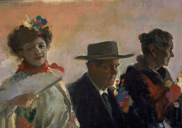 PLA CECILIO 1860-1934
MADRILEÑOS CAMINO DE LA ROMERIA-DETALLE DE LAS CABEZAS- O/L
Madrid, musée municipal