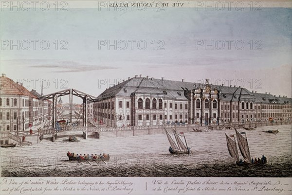GRAB"ANTIGUO PALACIO INVIERNO DE ZARES,RIO NEVA Y CANAL"PETERSBURGO S XVIII
MADRID, COLECCION PARTICULAR
MADRID