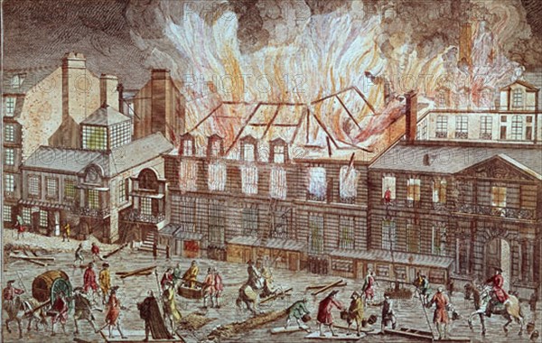 GRABADO-FUEGO EN LA OPERA DE PARIS EN 1763
PARIS, COLECCION PARTICULAR
FRANCIA