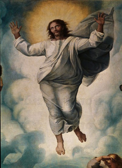 Raphaël, La Transfiguration du Seigneur (copie de Penni), détail de la partie supérieure centrale