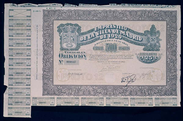 OBLIGACION EMPRESTITO VILLA MADRID 27/FEB/1953
MADRID, CONFEDERACION DE CAJAS AHORROS
MADRID
