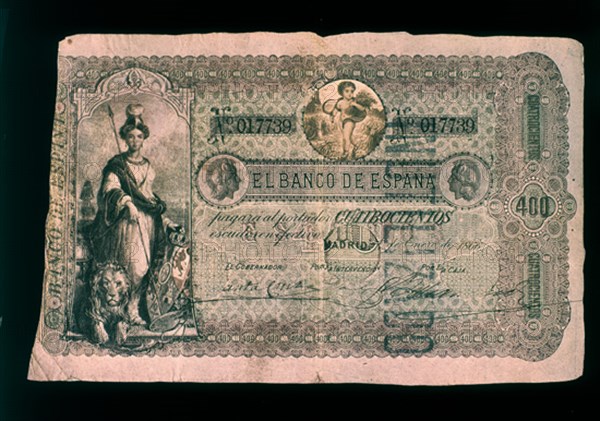 BILLETE DE 400 ESCUDOS 1866
MADRID, BANCO DE ESPAÑA-DOCUMENTOS
MADRID