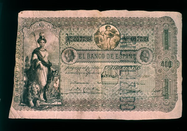 BILLETE DE 400 ESCUDOS 1866
MADRID, BANCO DE ESPAÑA-DOCUMENTOS
MADRID