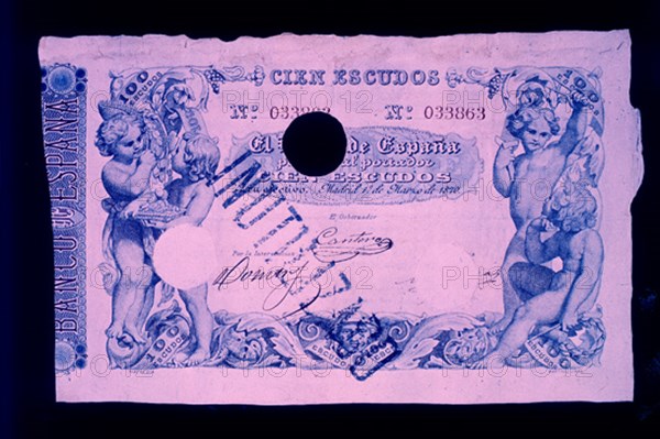 BILLETE DE 100 ESCUDOS 1870
MADRID, BANCO DE ESPAÑA-DOCUMENTOS
MADRID
